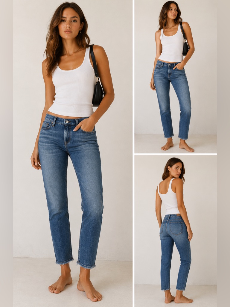 Rag & Bone Dre Low Rise Boyfriend Jeans 26 Nwt Slim Straight Raw Hem Blue Denim